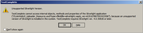 SilverLight Error for Test Automation Tools Selection Blog