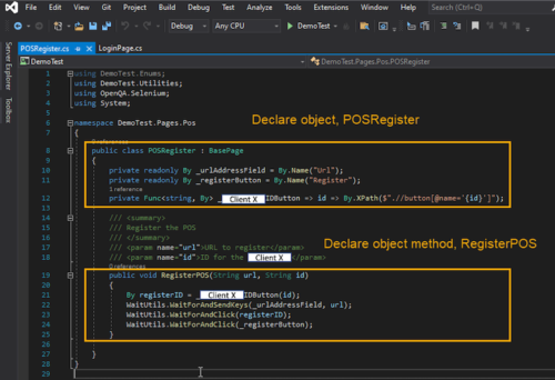 code on object definition with WinAppDriver